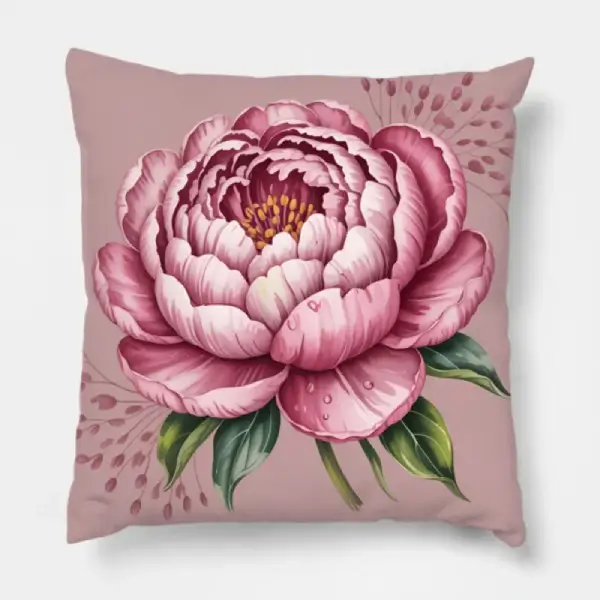 Blush Peony Bloom Floral Art Throw Pillow