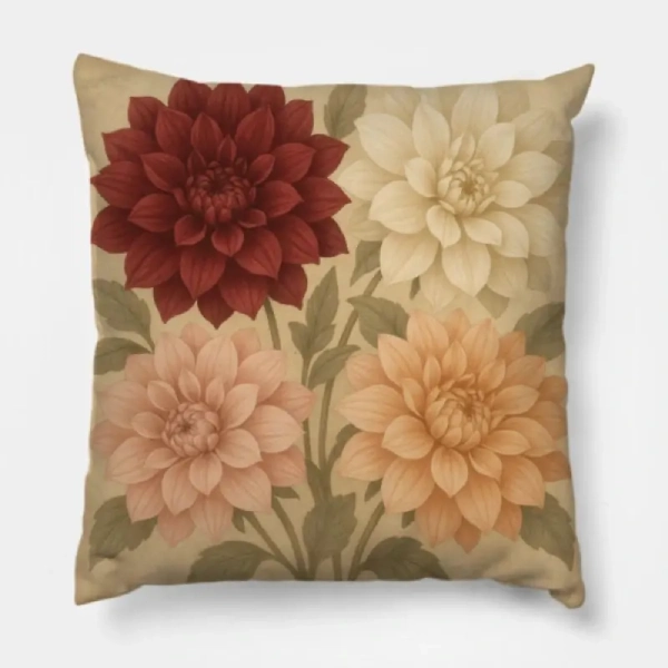 Dahlia Vintage Luxury Pillow on a deep brown leather armchair