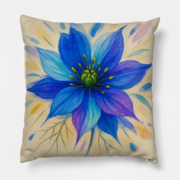 Nigella Abstract Watercolor Bloom Throw Pillow