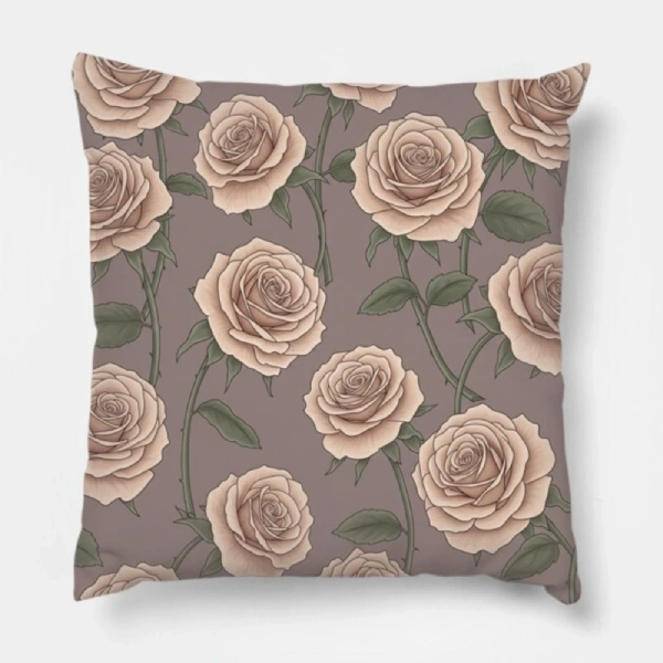 Modern Quicksand Rose pillow with abstract floral design