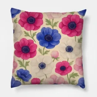 Anemone Watercolor Floral Throw Pillow